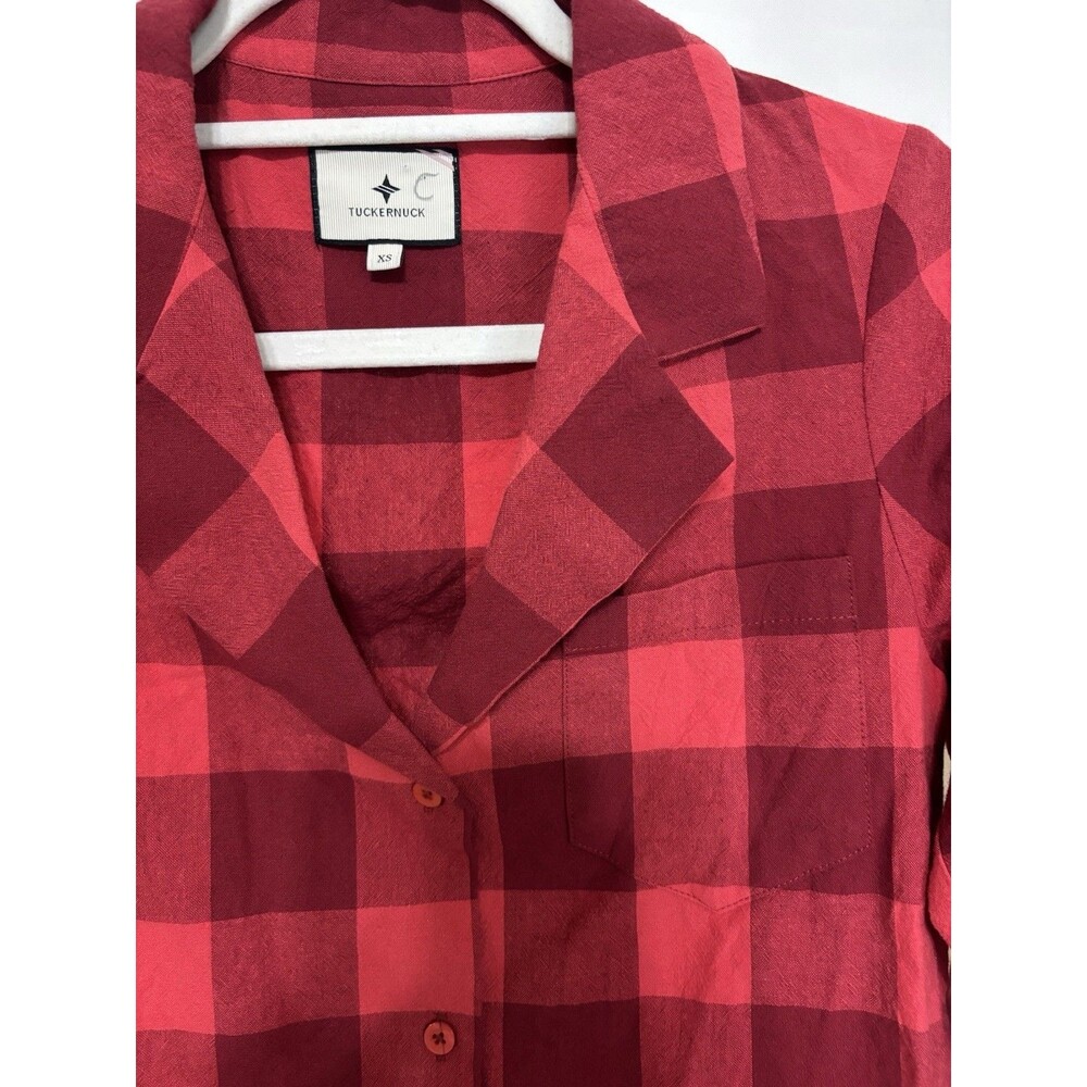 Tuckernuck Poppy Red Checkered Josie Women’s Shirt XS Career Tailored Business - Picture 10 of 11